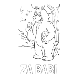 Online izdelana pobarvanka - Pobarvanka imena ZA BABI in pobarvanka nagajivega medvedka