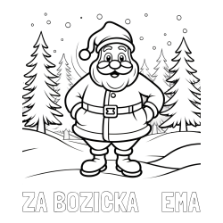 Online izdelana pobarvanka - Pobarvanka imena ZA BOŽIČKA    EMA in pobarvanka Božička v gozdu