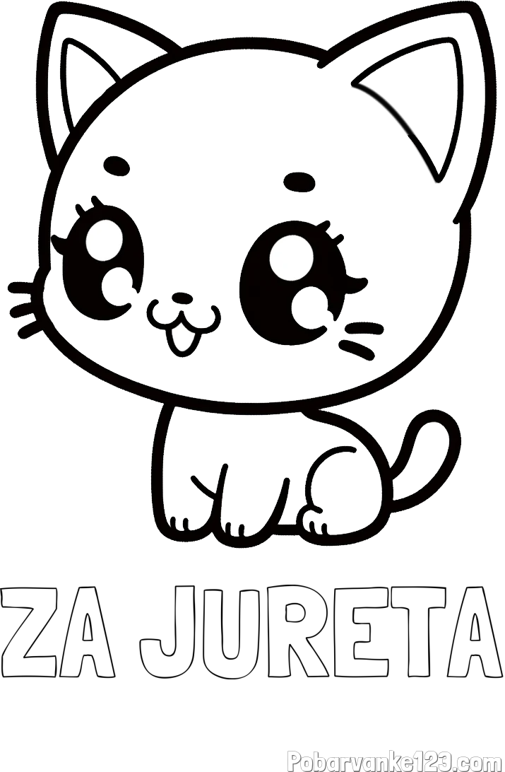 Pobarvanka imena ZA JURETA in pobarvnaka ljubke muce v anime slogu