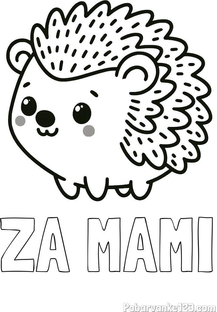 Pobarvanka imena ŽA MAMI in pobarvanka ljubkega ježka