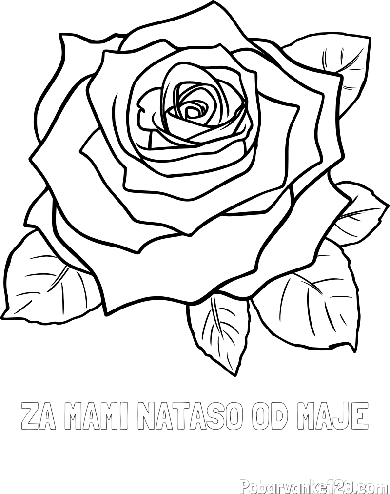 Pobarvanka imena ZA MAMI NATAŠO OD MAJE in pobarvanka vrtnice