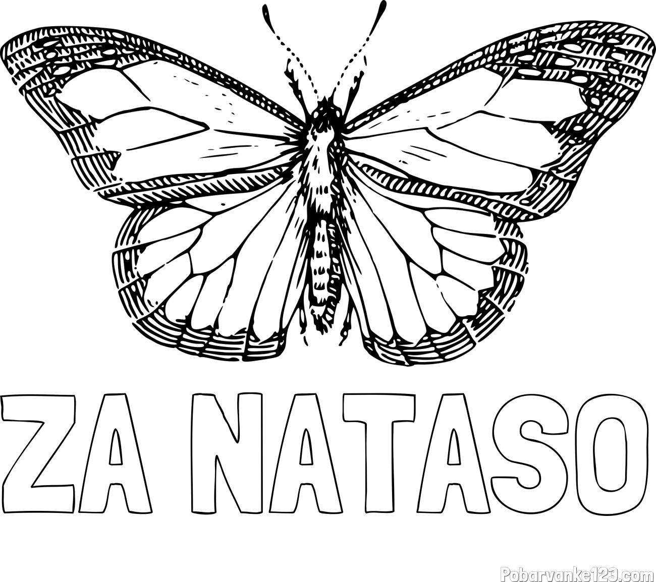 Pobarvanka imena ZA NATAŠO in pobarvanka metulja