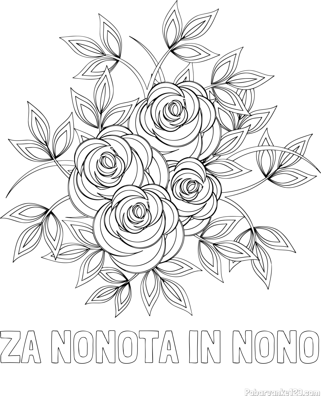 Pobarvanka imena ZA NONOTA IN NONO in pobarvanka šopka vrtnic