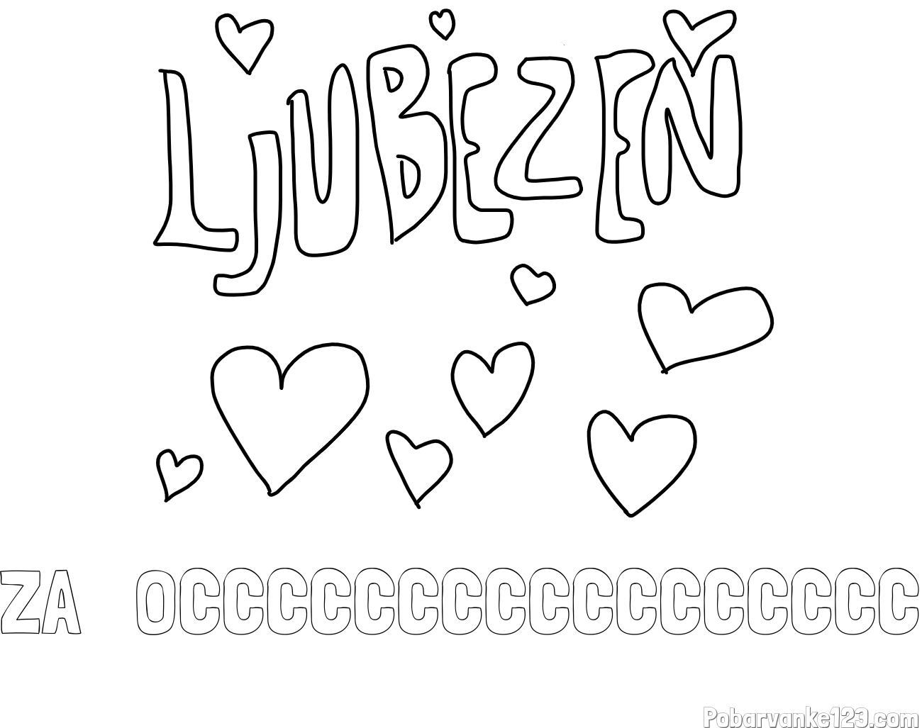 Pobarvanka imena ZA   OCCCCCCCCCCCCCCCCC in pobarvanka ljubezni ❤