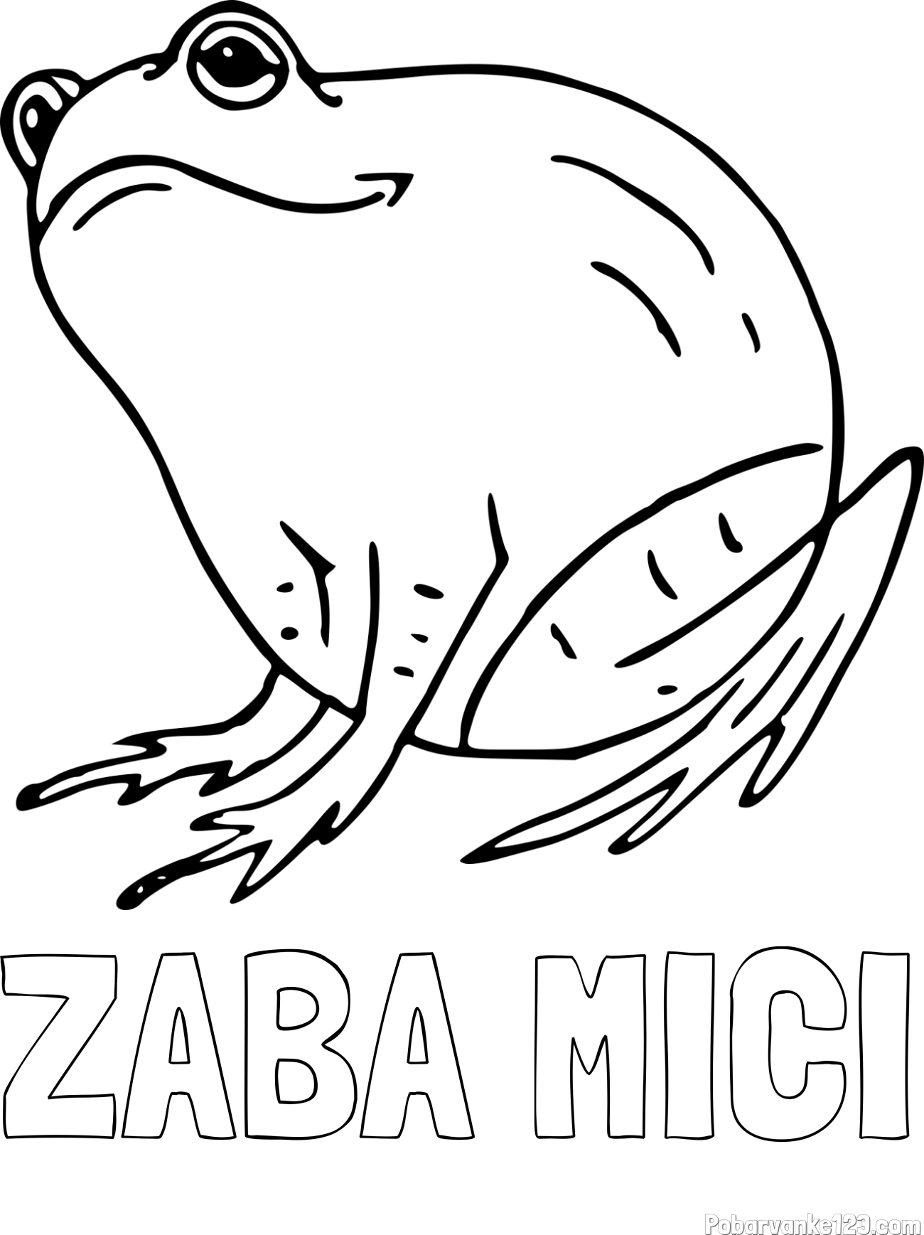 Pobarvanka imena ŽABA MICI in pobarvanka debele žabe