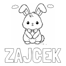 Online izdelana pobarvanka - Pobarvanka imena ZAJČEK in pobarvanka prikupnega zajčka
