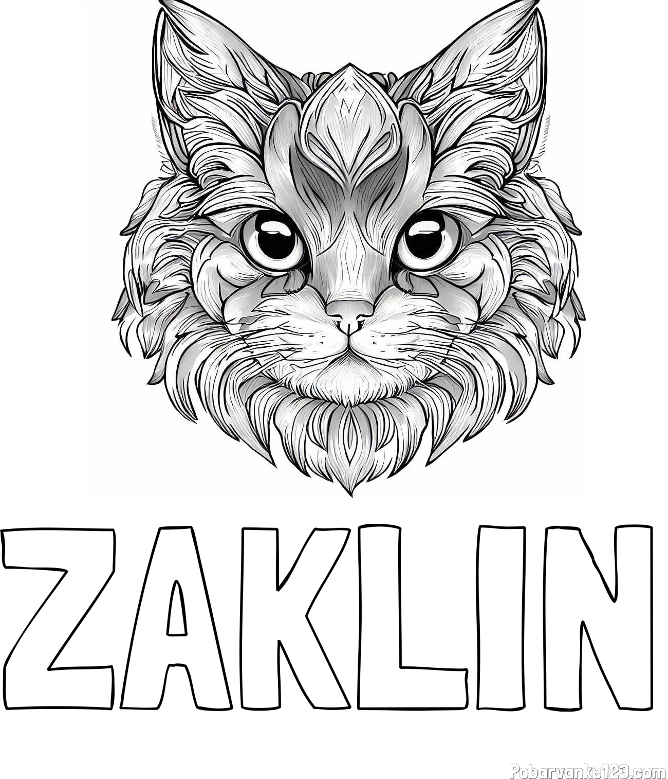 Pobarvanka imena ŽAKLIN in pobarvanka mačke
