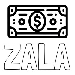 Pobarvanka imena ZALA in otroška pobarvanka bankovca