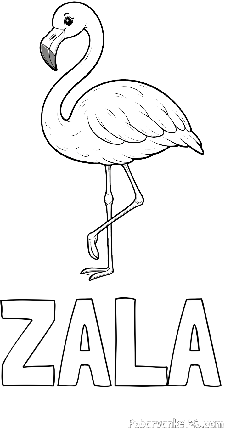 Pobarvanka imena ZALA in pobarvanka flaminga