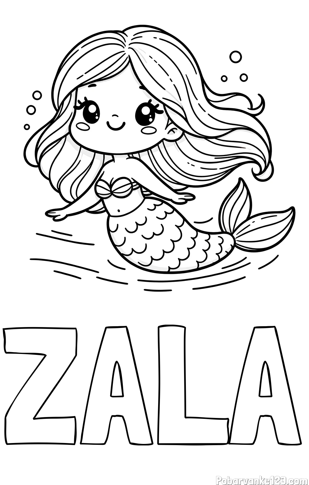 Pobarvanka imena ZALA in pobarvanka ljubke morske deklice