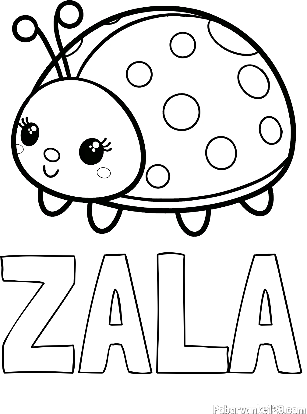 Pobarvanka imena ZALA in pobarvanka ljubke pikapolonice