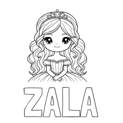 Pobarvanka imena ZALA in pobarvanka ljubke princese