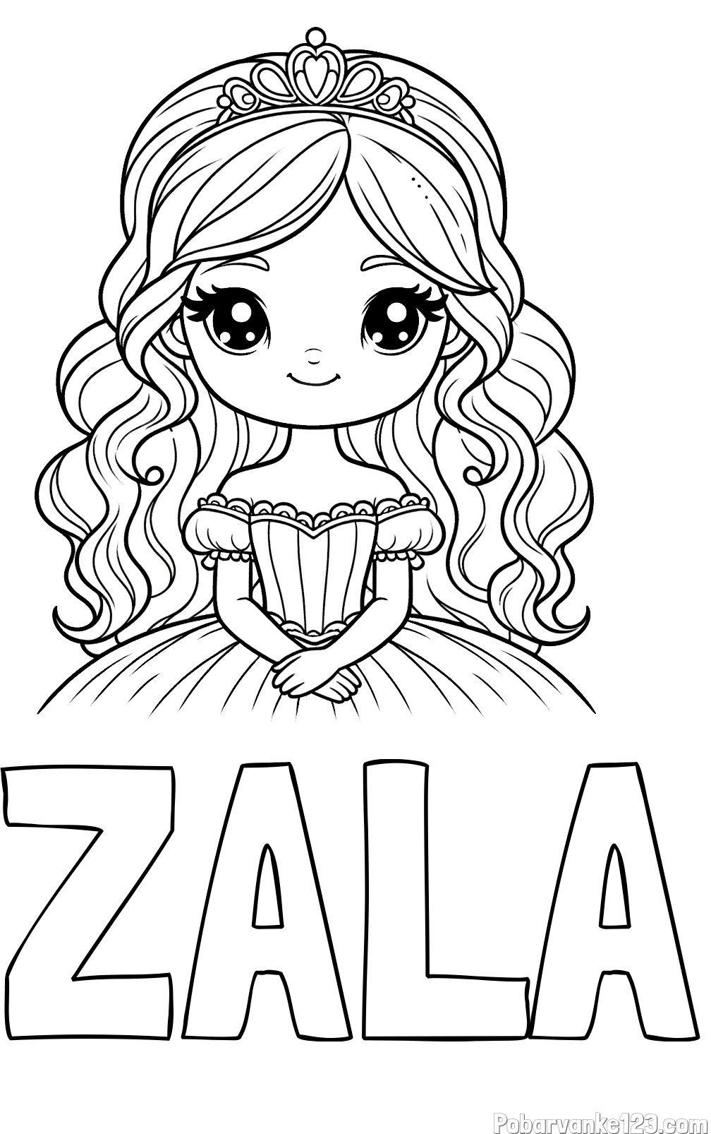Pobarvanka imena ZALA in pobarvanka ljubke princese