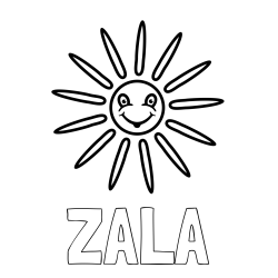 Online izdelana pobarvanka - Pobarvanka imena ZALA in pobarvanka nasmejanega sončka