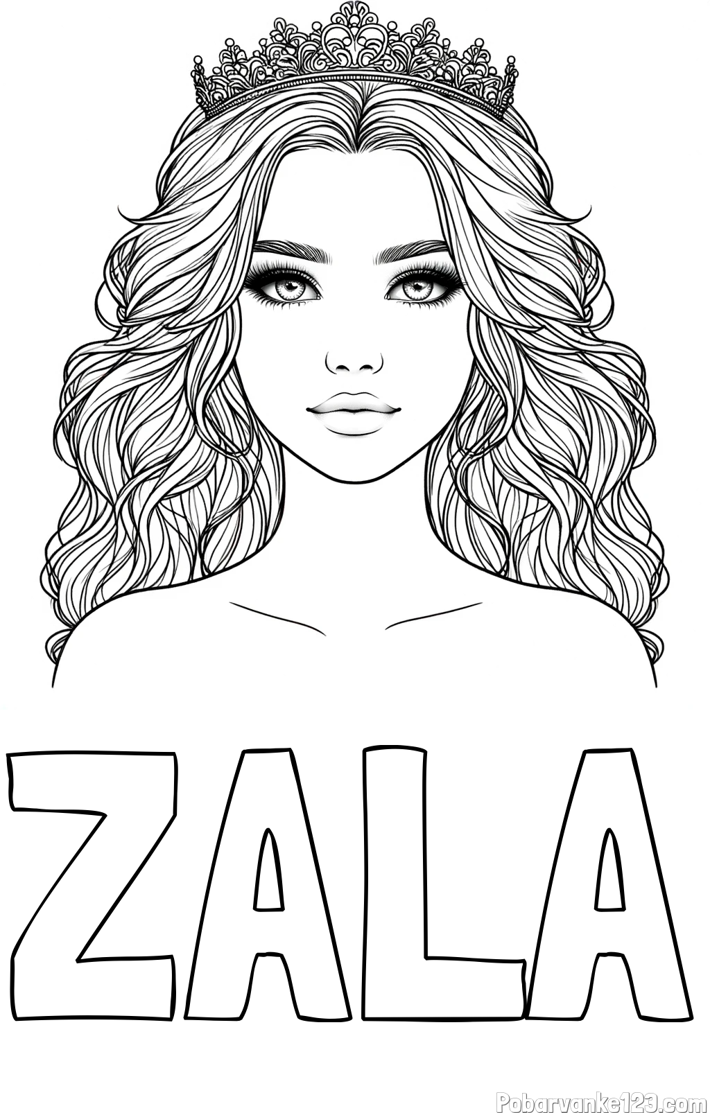 Pobarvanka imena ZALA in pobarvanka prikupne princeske