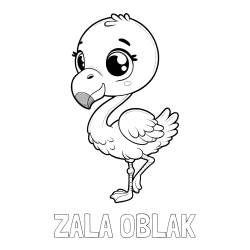 Online izdelana pobarvanka - Pobarvanka imena ZALA OBLAK in otroška pobarvanka flaminga