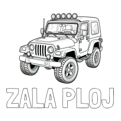 Online izdelana pobarvanka - Pobarvanka imena ZALA PLOJ in pobarvanka džipa