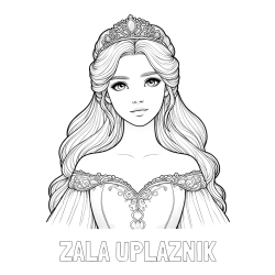 Online izdelana pobarvanka - Pobarvanka imena ZALA UPLAZNIK in pobarvanka realistične princese