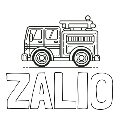 Online izdelana pobarvanka - Pobarvanka imena ZALIO in lepa pobarvnak gasilskega avta