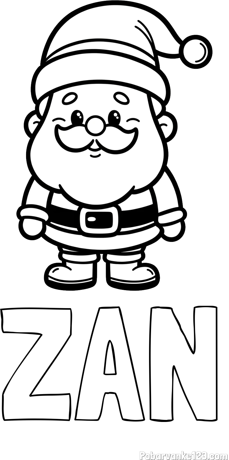 Pobarvanka imena ŽAN in otroška pobarvanka Božička