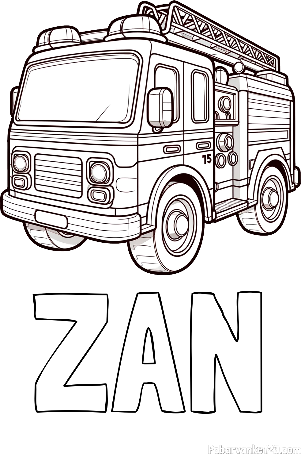 Pobarvanka imena ŽAN in otroška pobarvanka gasilskega avta