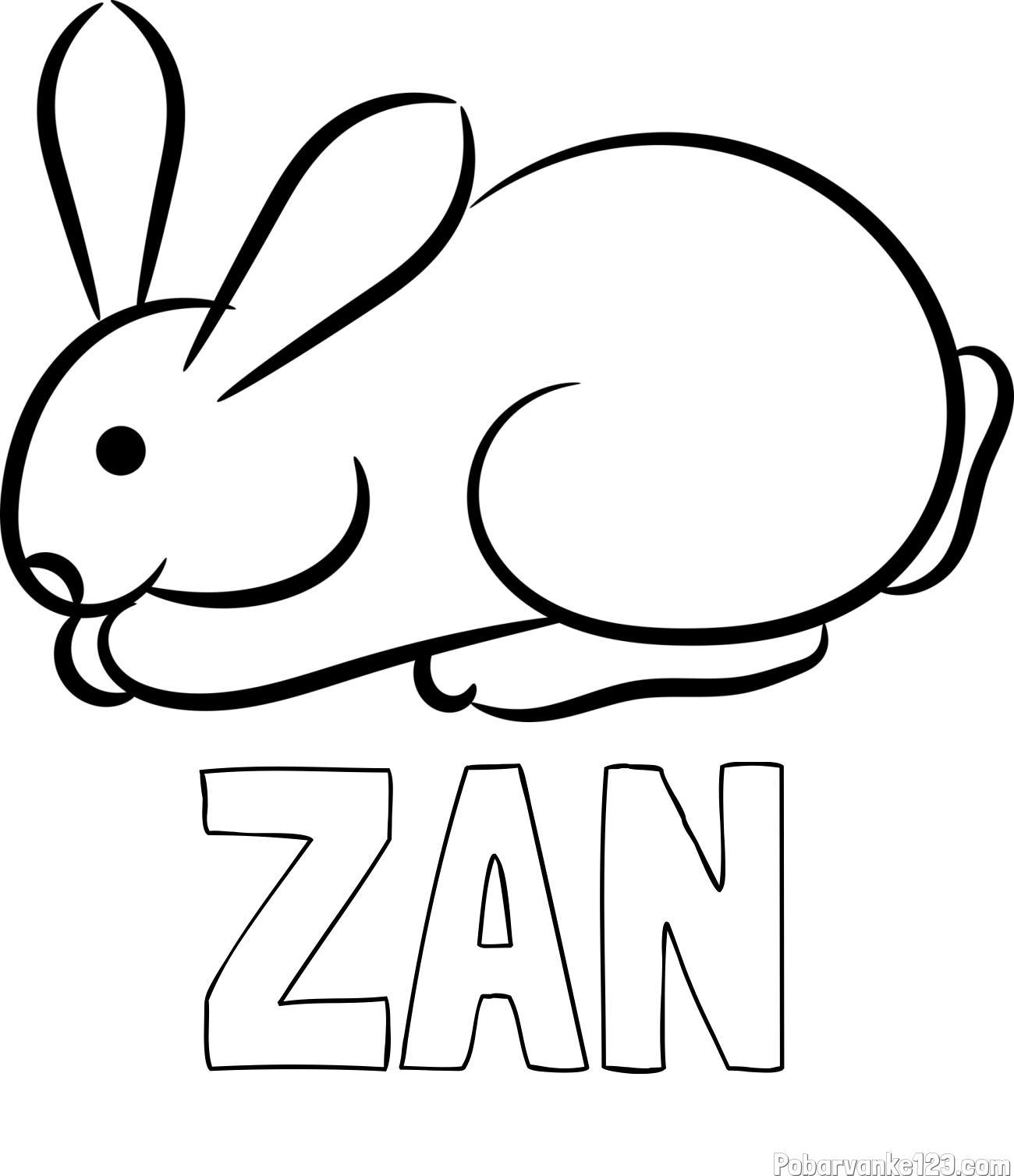 Pobarvanka imena ŽAN in pobarvanka majhnega zajčka