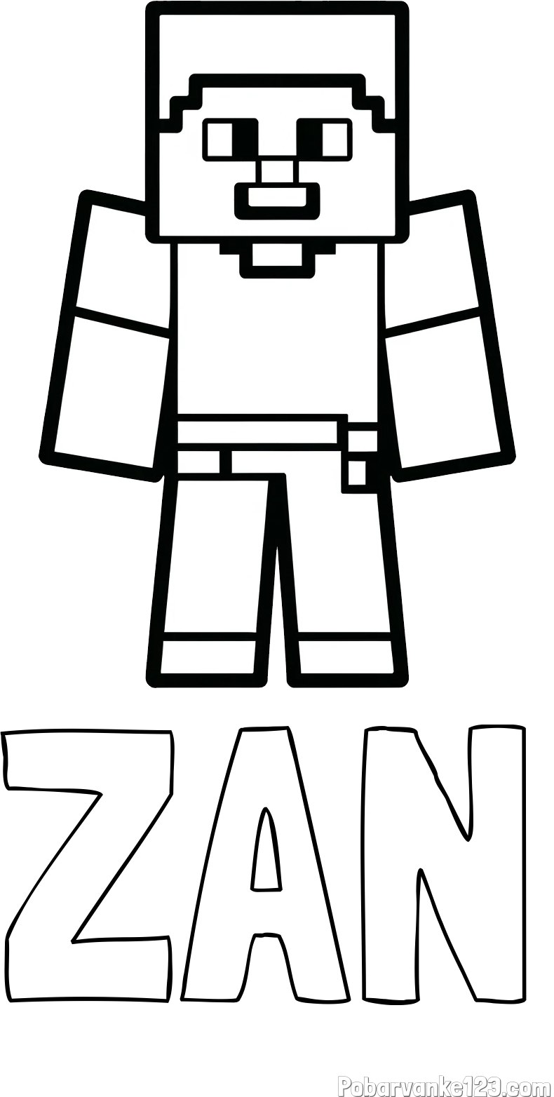 Pobarvanka imena ŽAN in pobarvanka Minecraft figurice