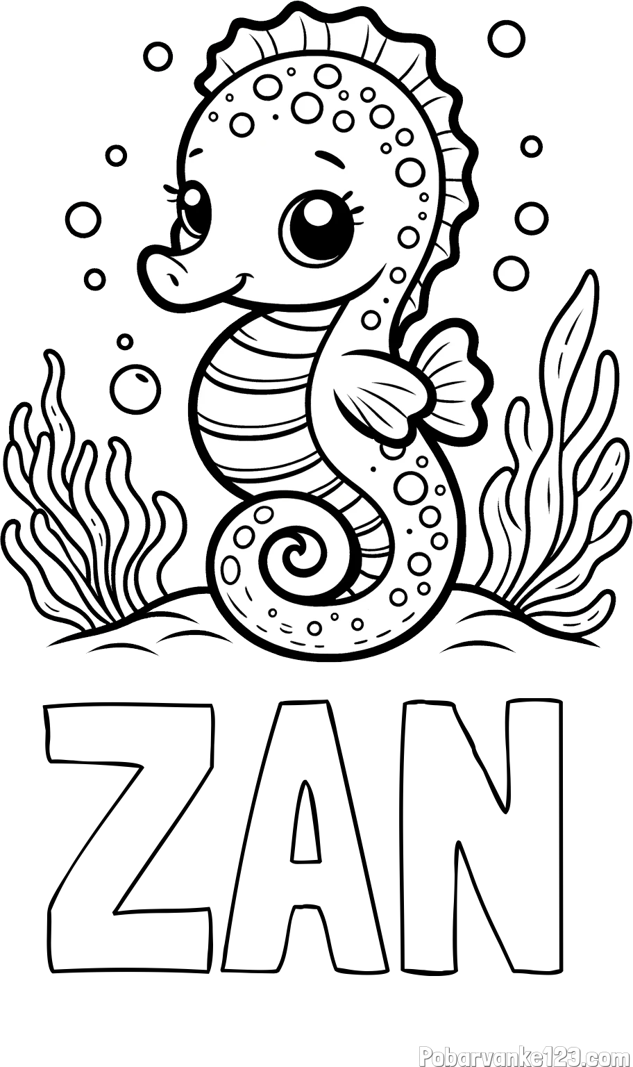 Pobarvanka imena ŽAN in pobarvanka morskega konjička