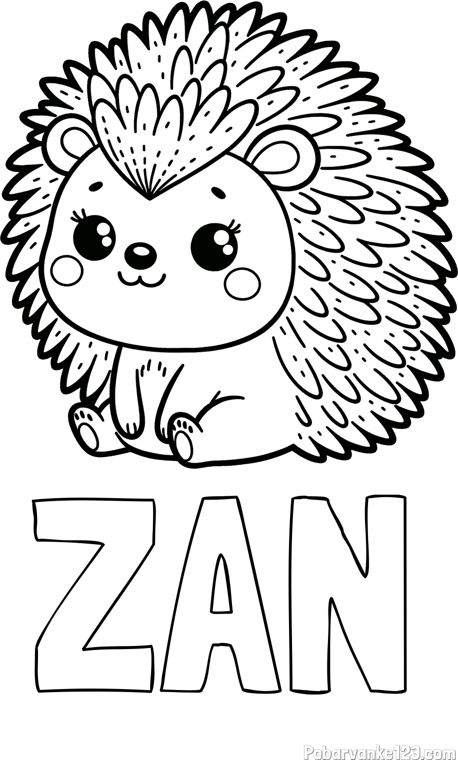 Pobarvanka imena ŽAN in pobarvanka nasmejanega ježka