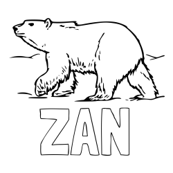 Online izdelana pobarvanka - Pobarvanka imena ŽAN in pobarvanka polarnega medveda na lovu