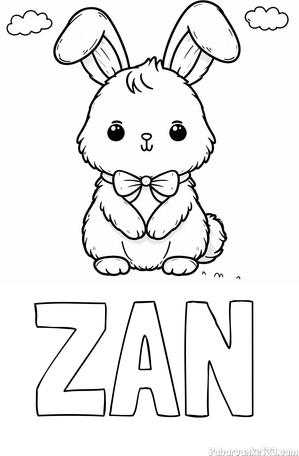 Pobarvanka imena ŽAN in pobarvanka prikupnega zajčka