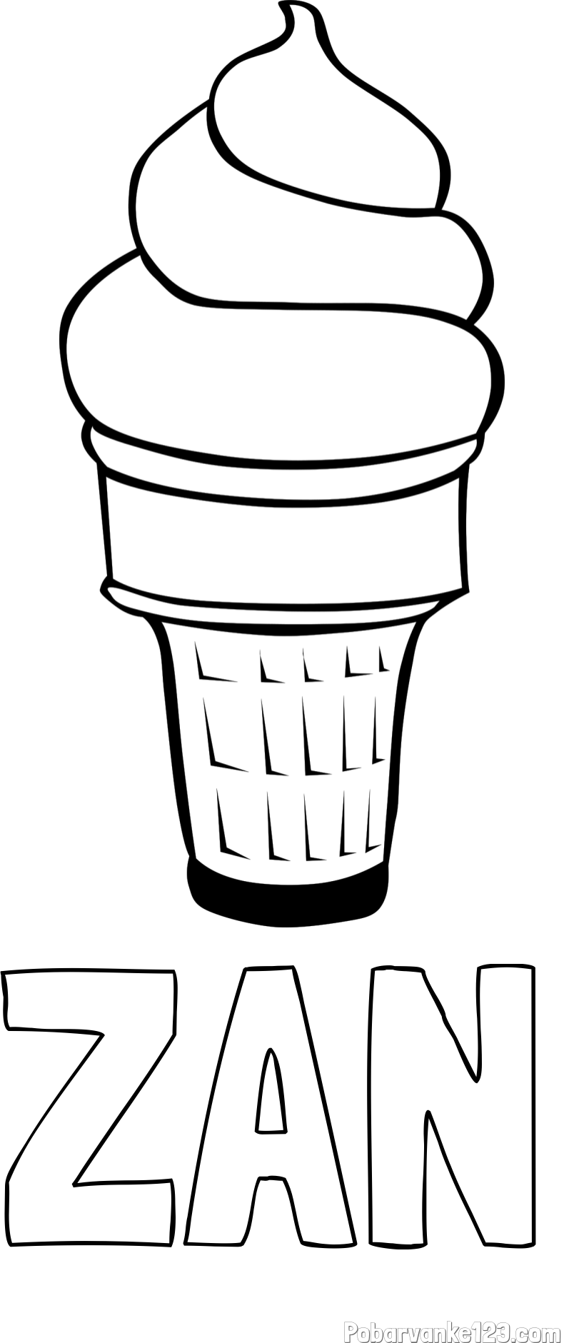 Pobarvanka imena ŽAN in pobarvanka sladoled