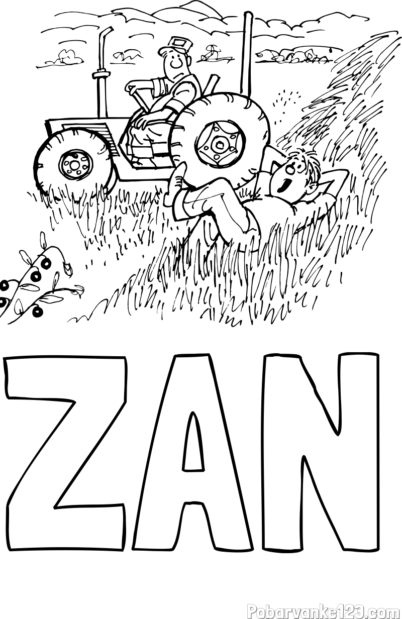 Pobarvanka imena ŽAN in pobarvanka traktor