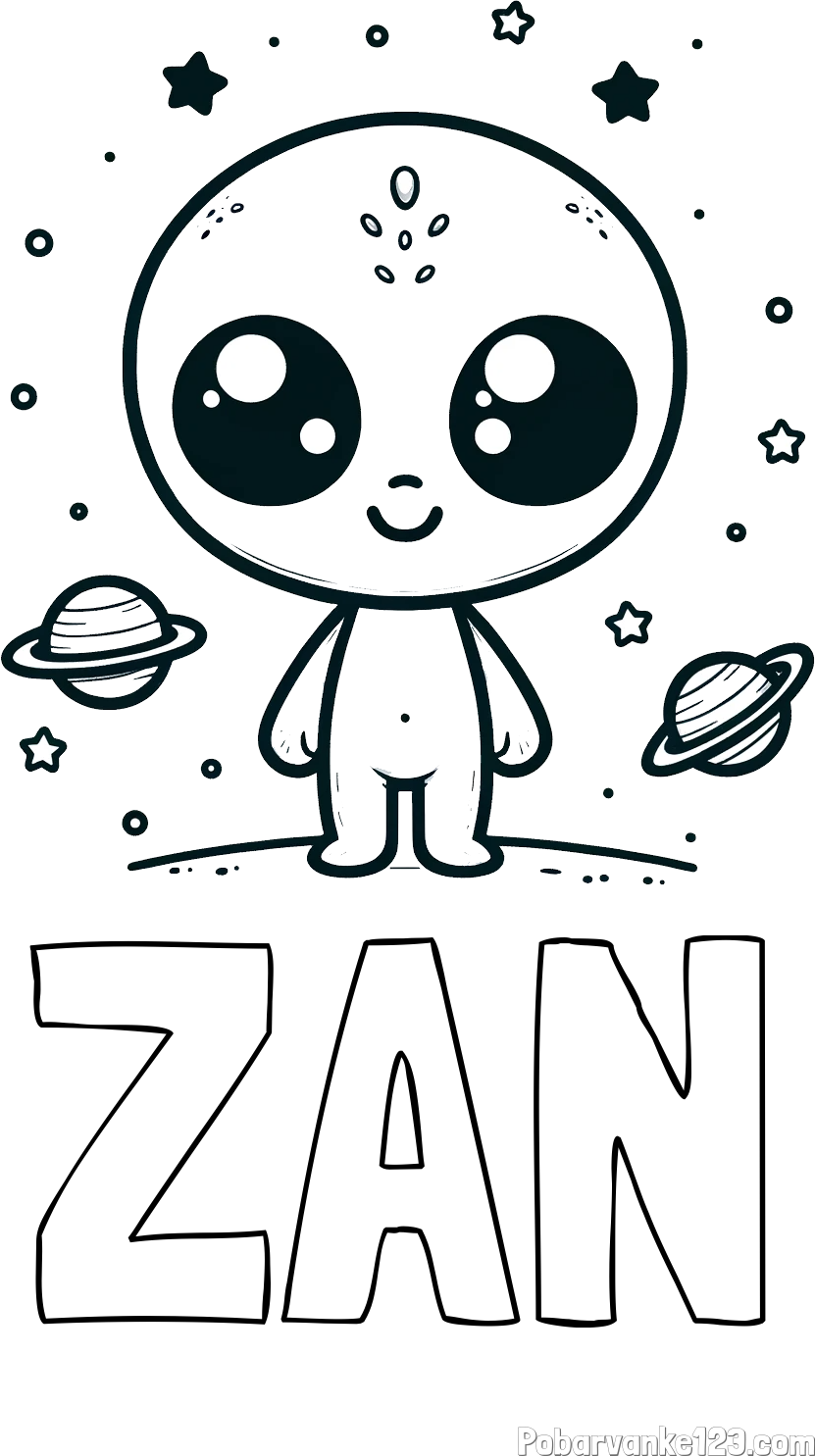 Pobarvanka imena ŽAN in pobarvanka vesoljec