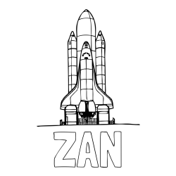 Pobarvanka imena ŽAN in pobarvanka vesoljskega plovila Space Shuttle