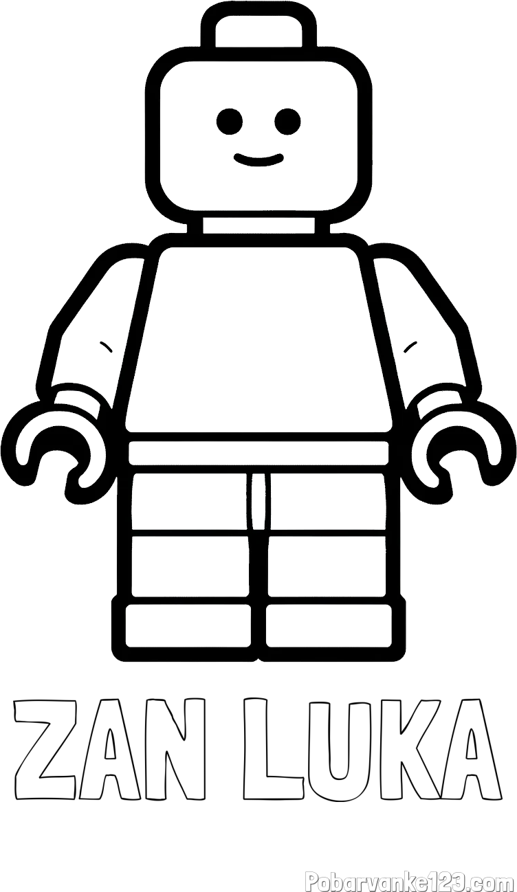 Pobarvanka imena ŽAN LUKA in pobarvanka LEGO figurice fanta