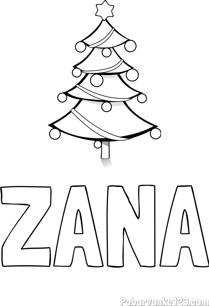 Pobarvanka imena ŽANA in božična smreka