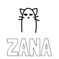 Online izdelana pobarvanka - Pobarvanka imena ŽANA in luštkana mačka