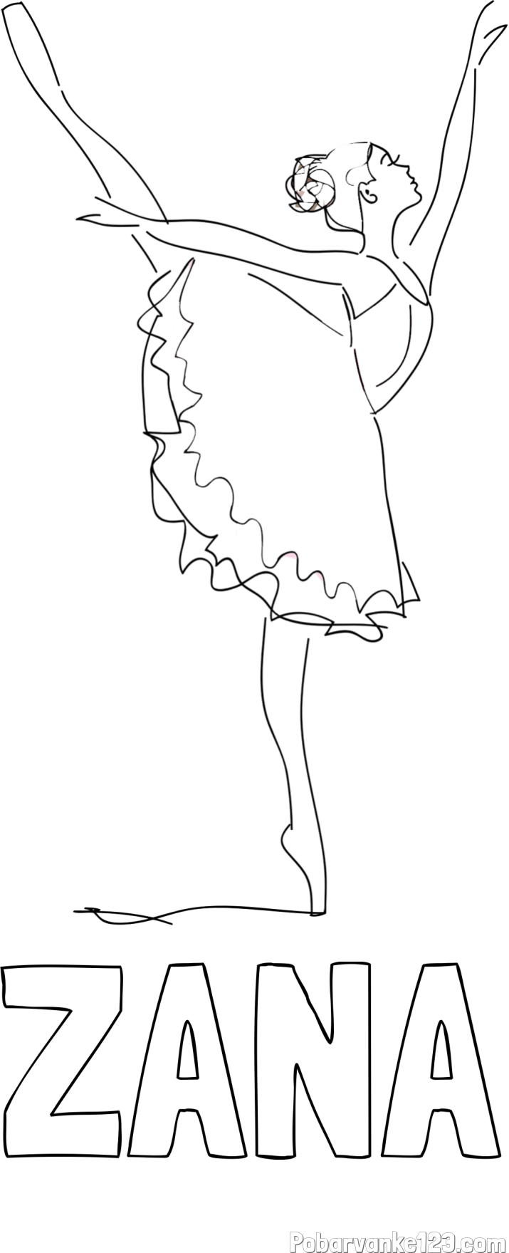 Pobarvanka imena ŽANA in pobarvanka ljubke baletke