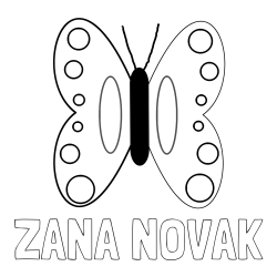 Online izdelana pobarvanka - Pobarvanka imena ŽANA NOVAK in preprosta otroška pobarvanka metuljčka