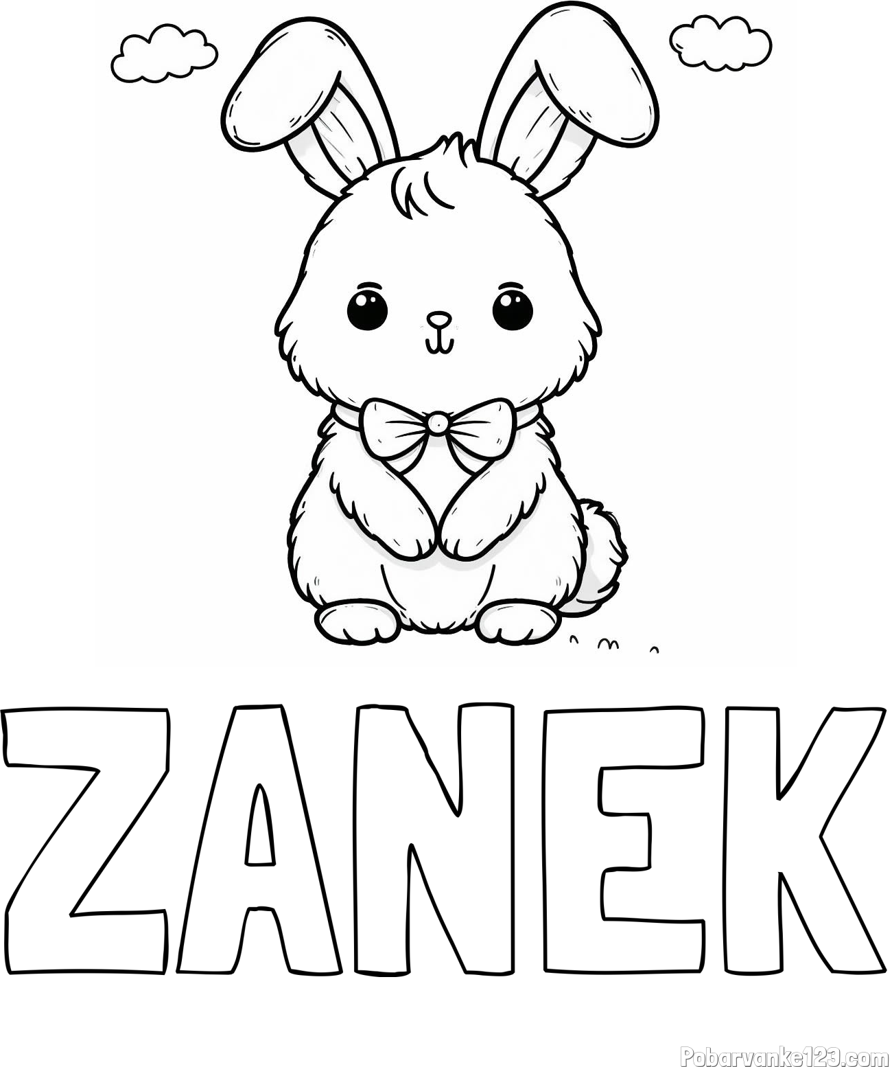 Pobarvanka imena ZANEK in pobarvanka prikupnega zajčka