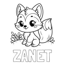 Online izdelana pobarvanka - Pobarvanka imena ŽANET in pobarvanka lisičke