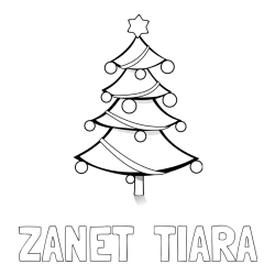 Online izdelana pobarvanka - Pobarvanka imena ŽANET  TIARA in božična smreka