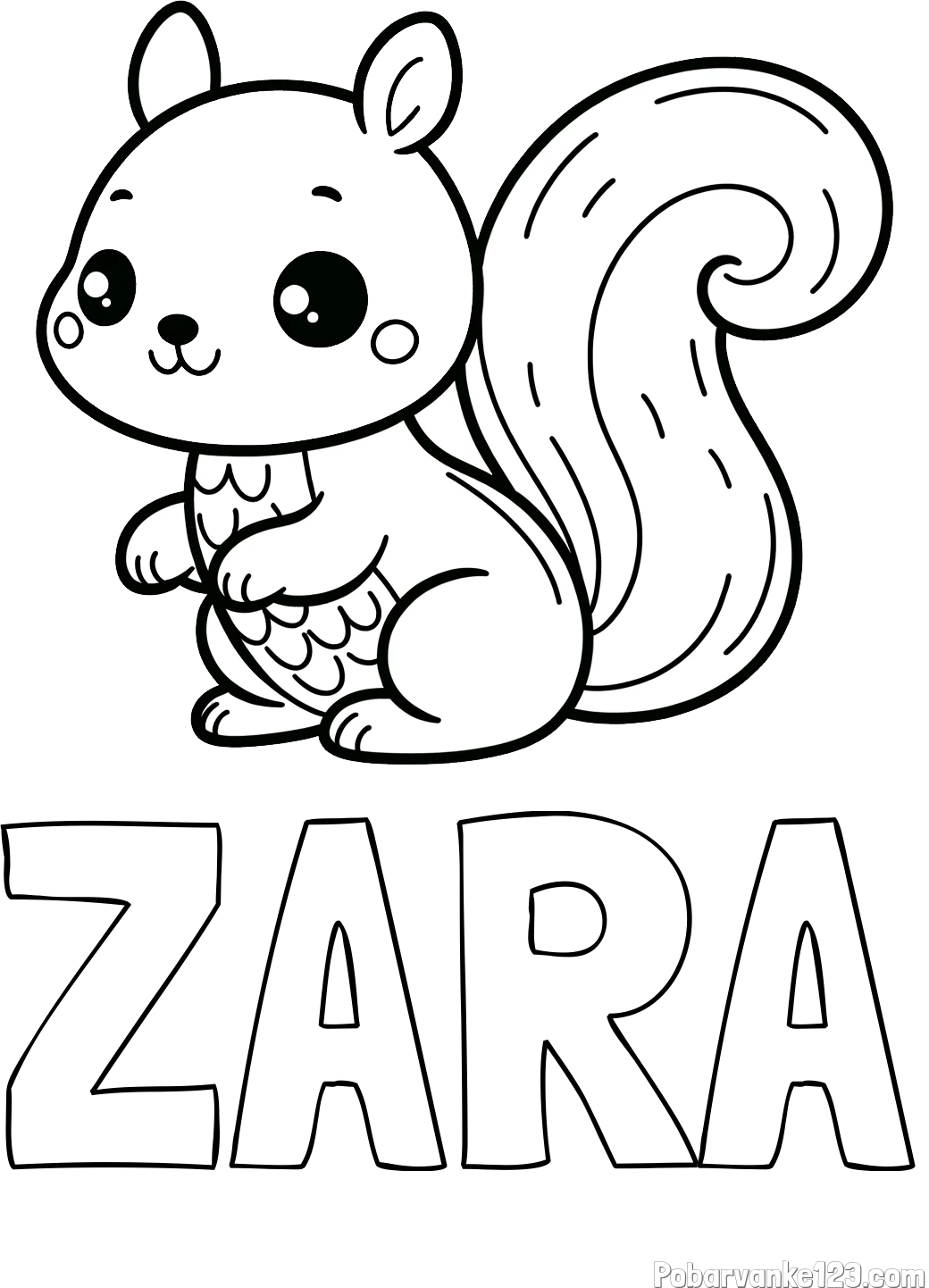 Pobarvanka imena ZARA in pobarvanka ljubke veverice