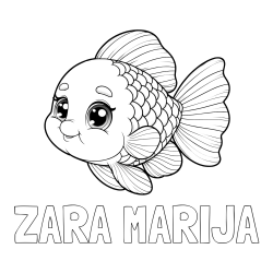 Online izdelana pobarvanka - Pobarvanka imena ZARA MARIJA in ljubka pobarvanka starejše ribe