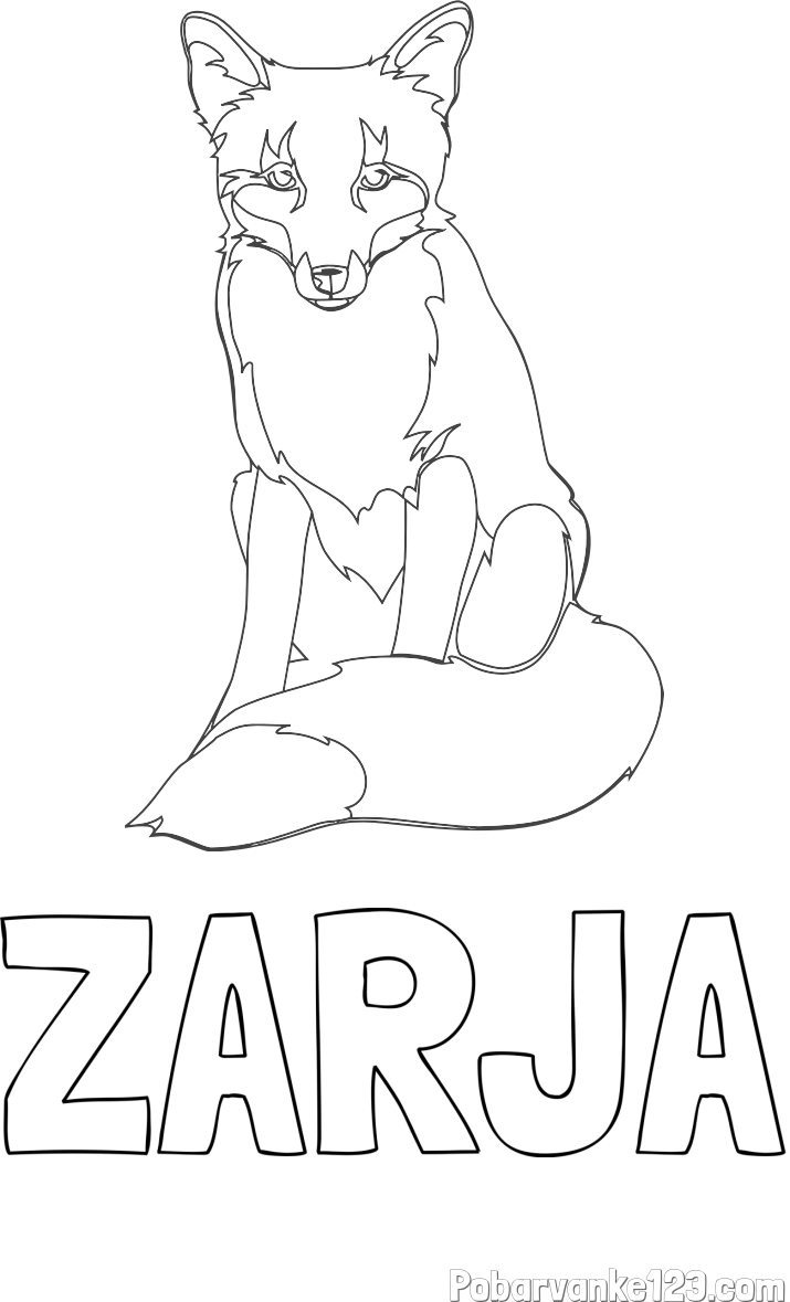 Pobarvanka imena ZARJA in pobarvanka lisice