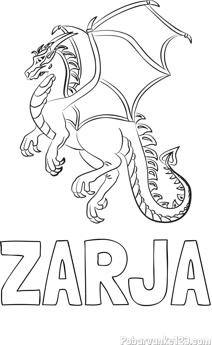 Pobarvanka imena ZARJA in pobarvanka strašnega zmaja