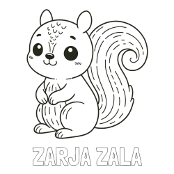 Online izdelana pobarvanka - Pobarvanka imena ZARJA ZALA in otroška pobarvanka veveričke