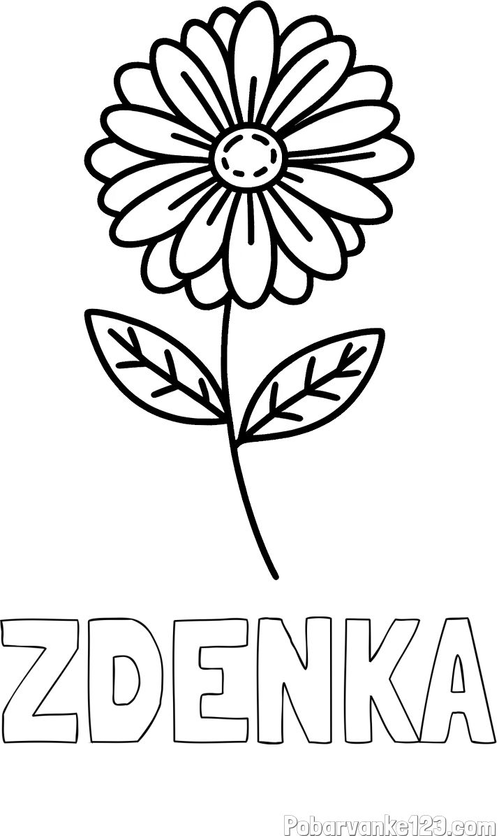 Pobarvanka imena ZDENKA in pobarvanka rožice