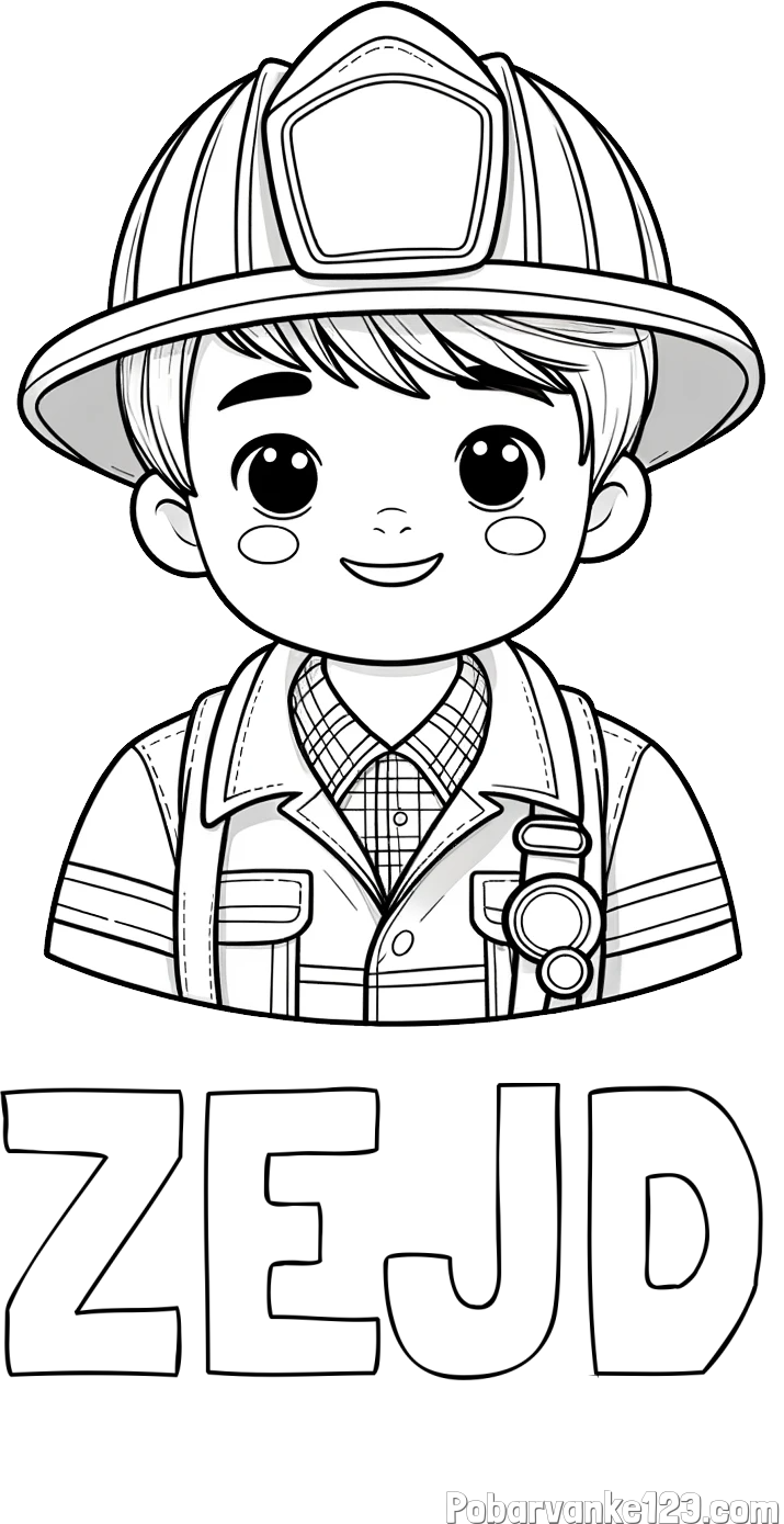 Pobarvanka imena ZEJD in pobarvanka mladega gasilca